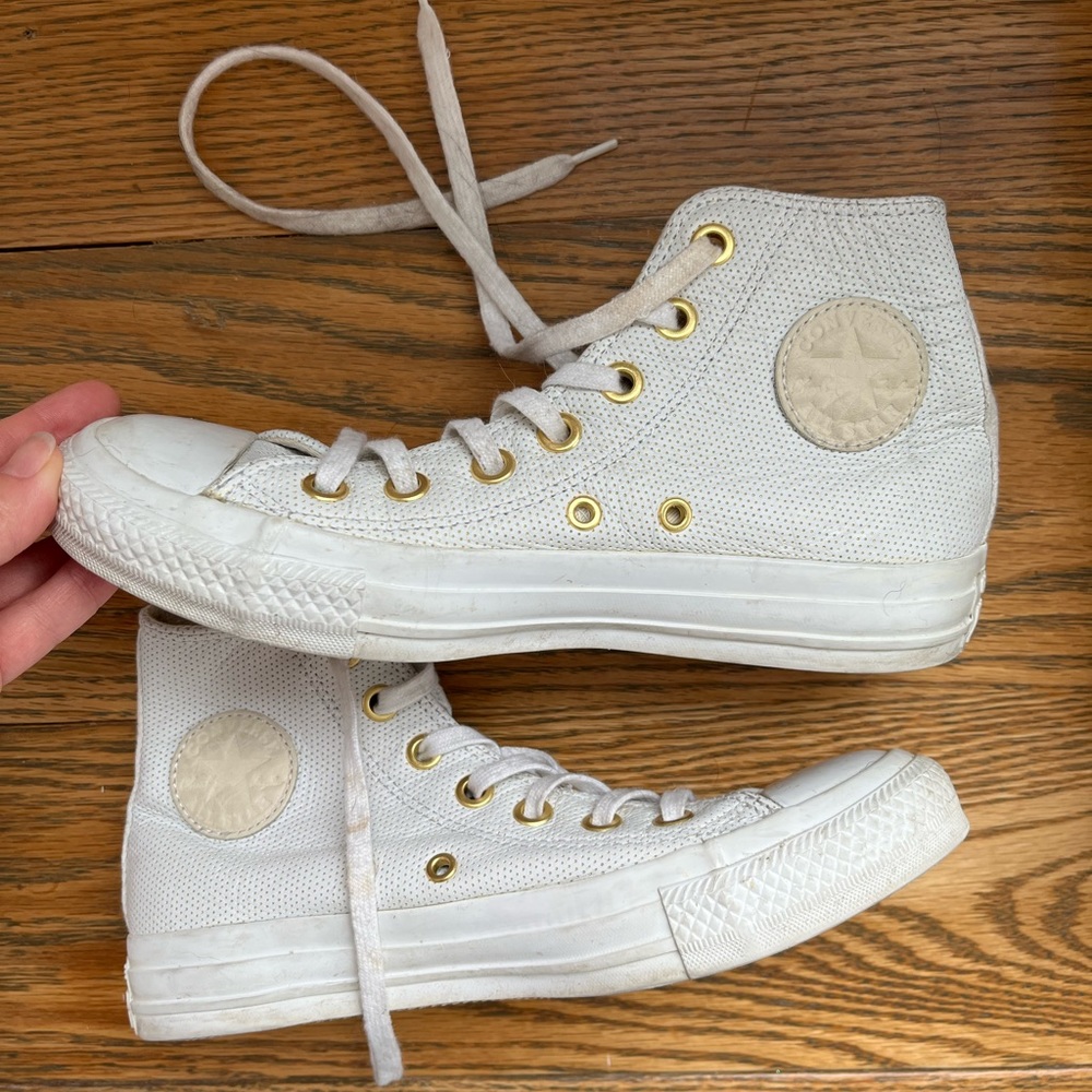 COPY - White leather converse high tops